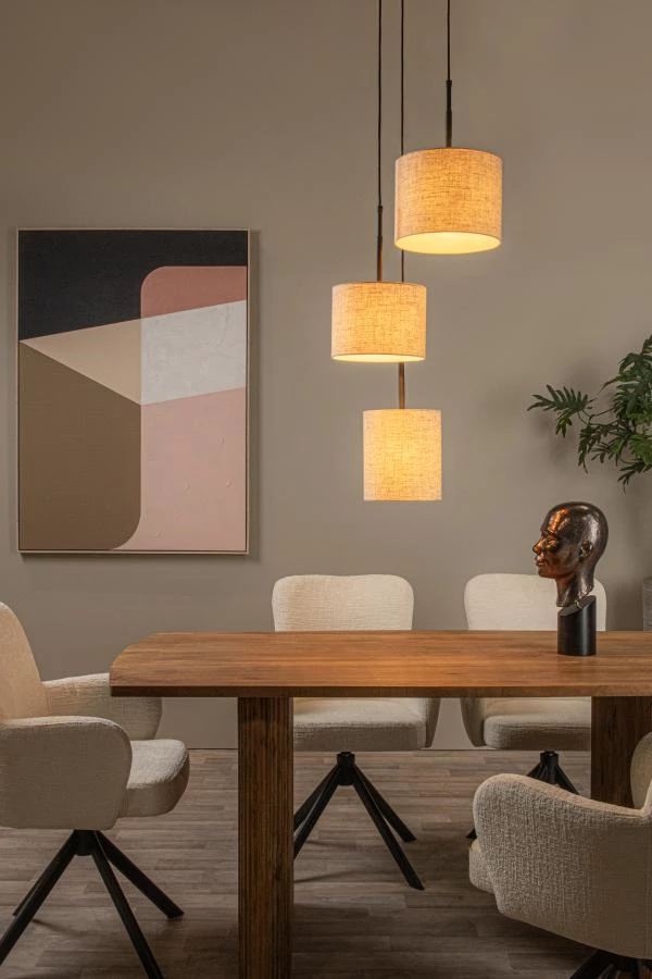 Lucide MAYA - Pendant light - Ø 46 cm - 3xE27 - Cream - atmosphere 1